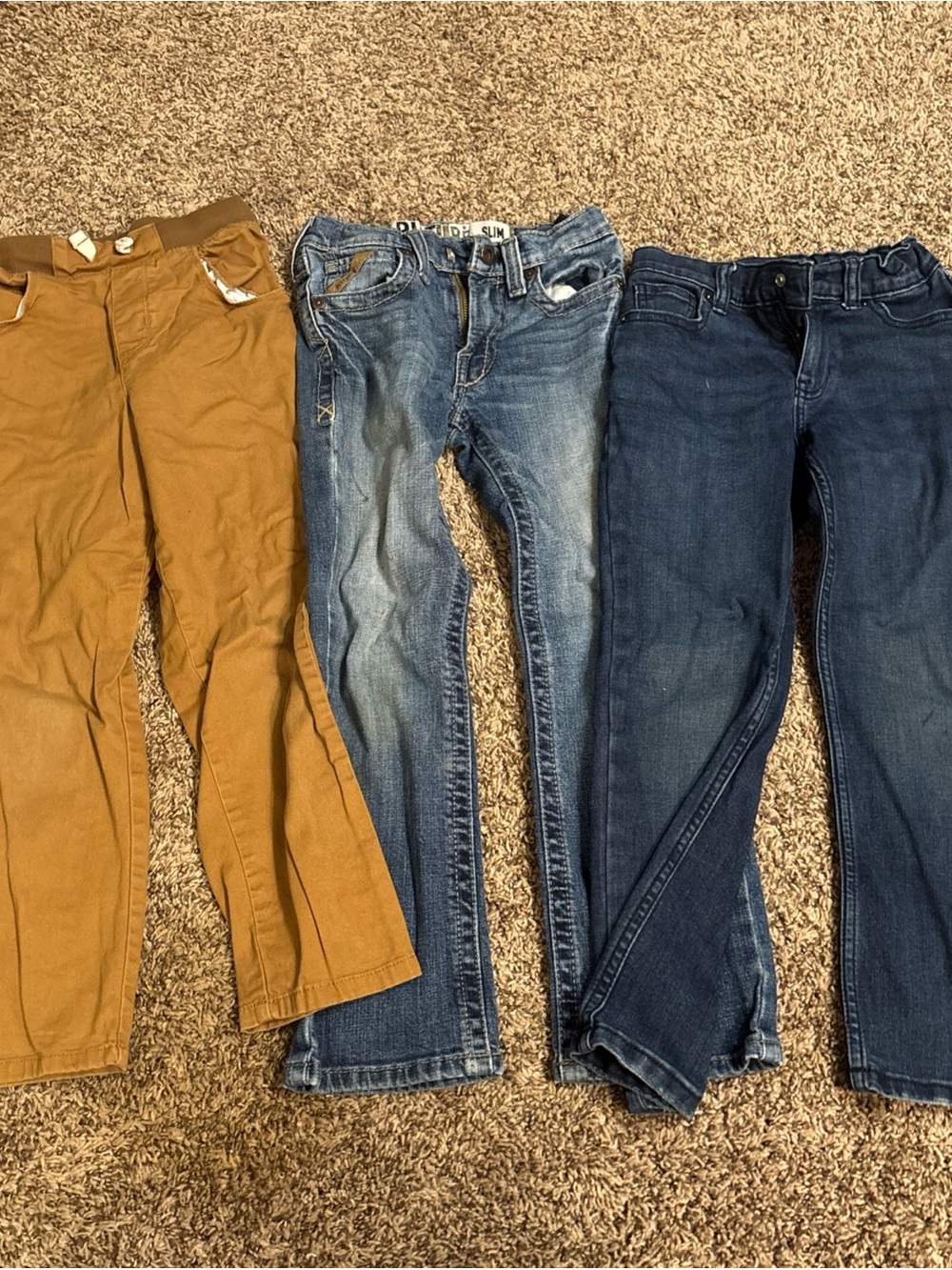 Lot of 3 Boys Straight Fit Denim Jeans & Khaki Pants 365 Kids, Ariat,  Size 7